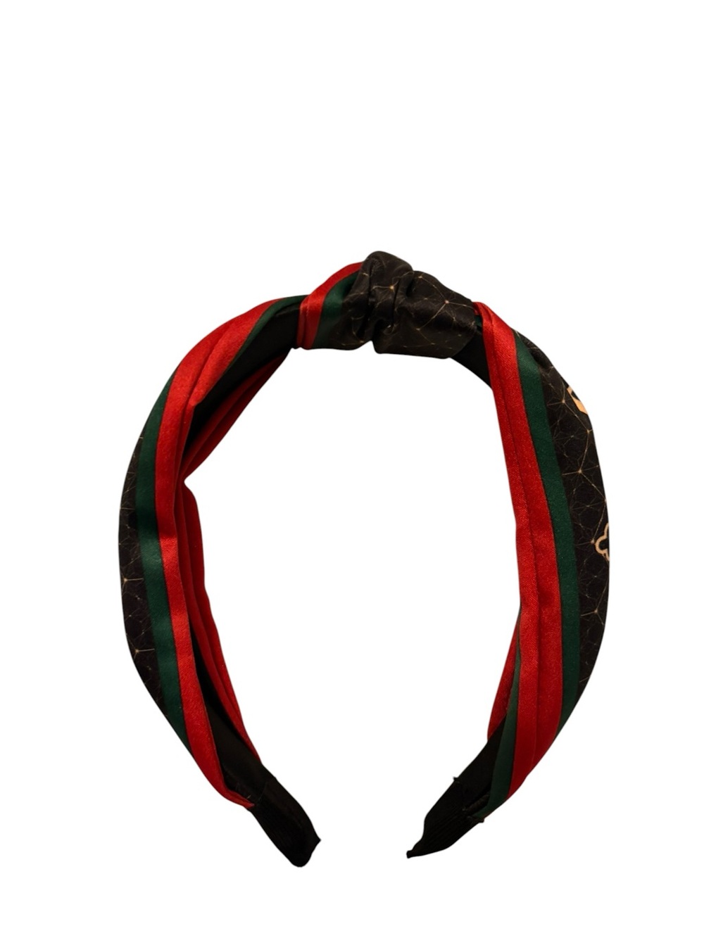 Striped Knot Headband in Red, Green & Black - Picture 4 of 10